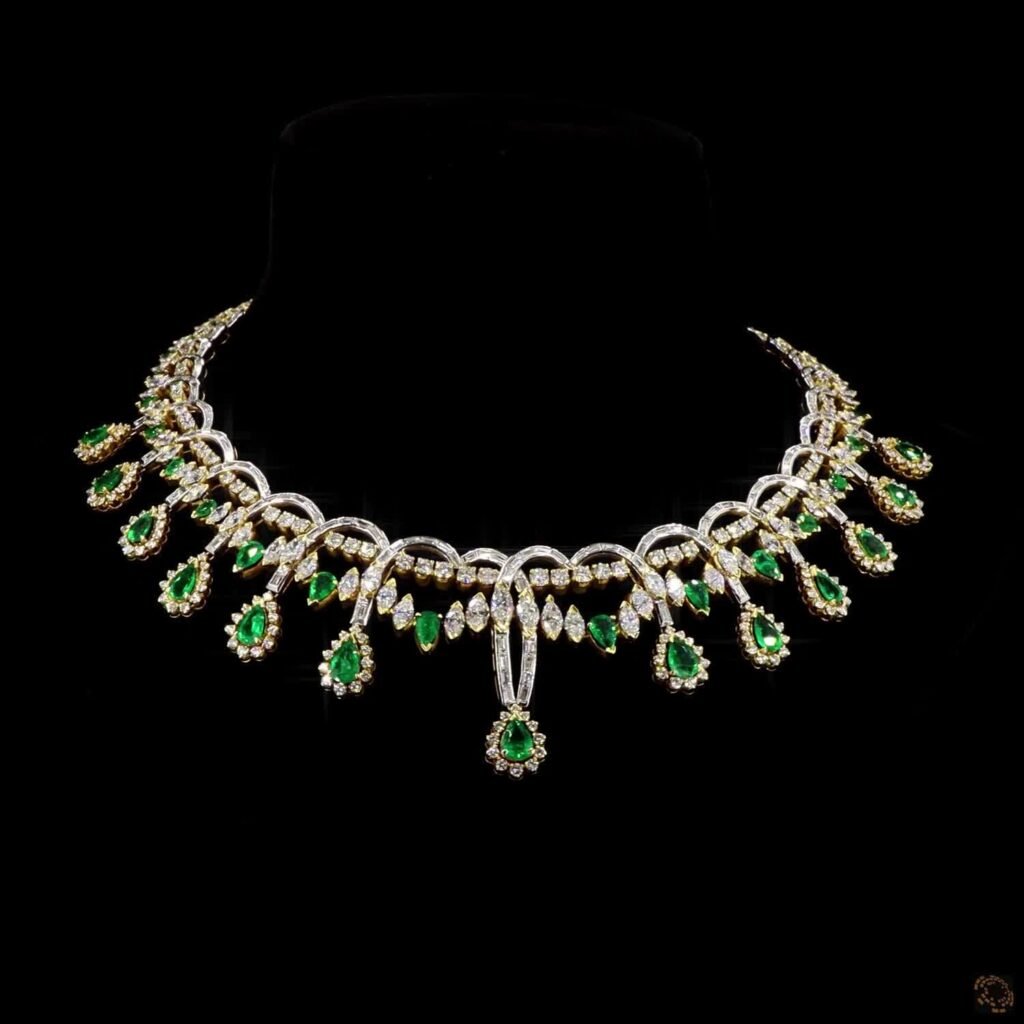 Emerald Elegance Diamond Drop Necklace