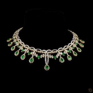 Emerald Elegance Diamond Drop Necklace