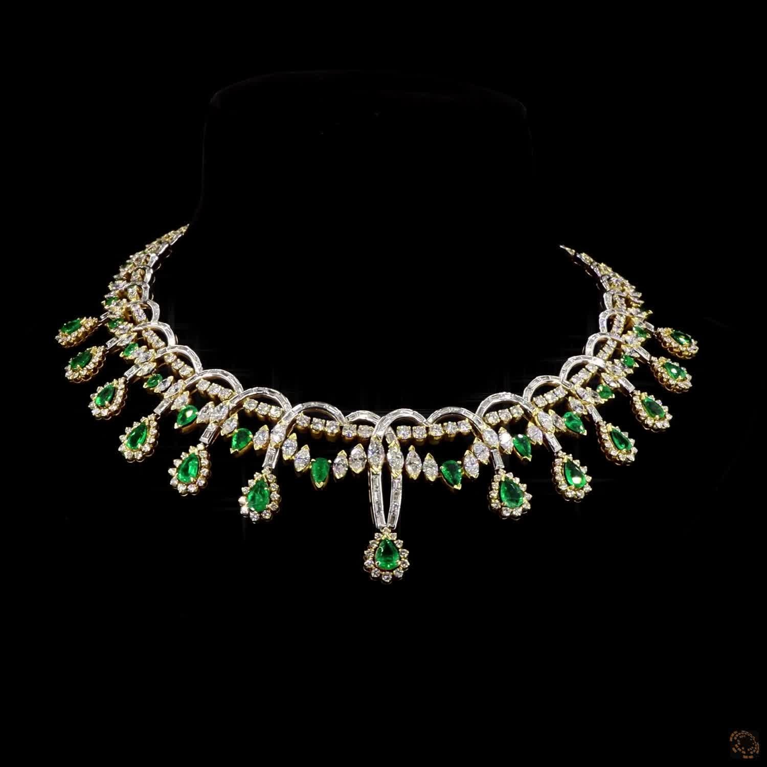 Emerald Elegance Diamond Drop Necklace